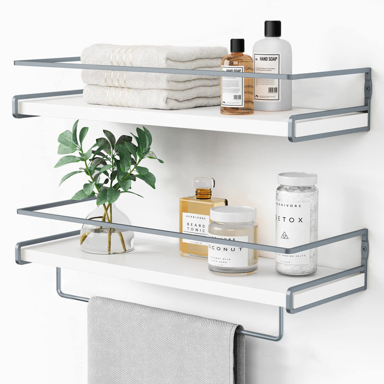 Hanging shelf best sale with towel bar